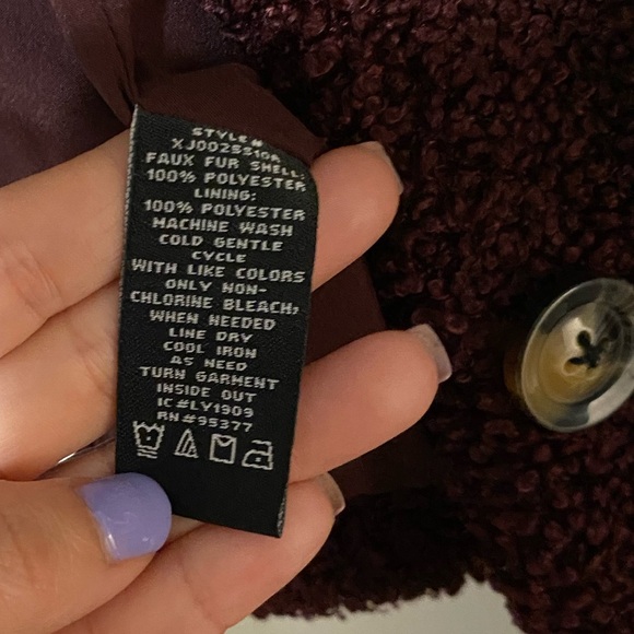 Sanctuary Burgundy Sherpa Women’s Three Button Coat XS - Picture 7 of 12